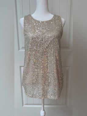 LC Lauren Conrad Sequin Tank Top – Sleeveless Sparkle Party Top Women’s Sz Small